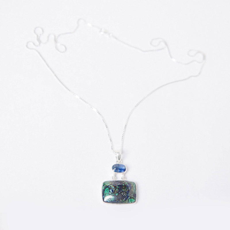 Genuine Azurite Malachite/Kyanite Pendant Necklace