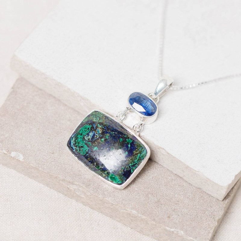 Genuine Azurite Malachite/Kyanite Pendant Necklace