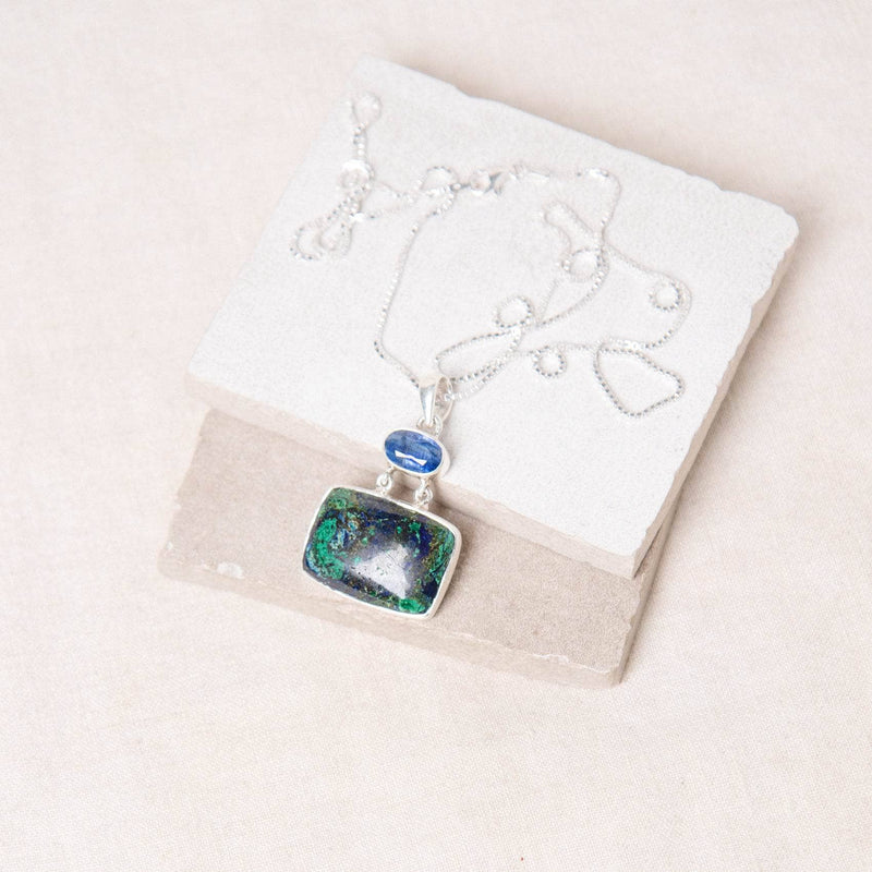 Genuine Azurite Malachite/Kyanite Pendant Necklace