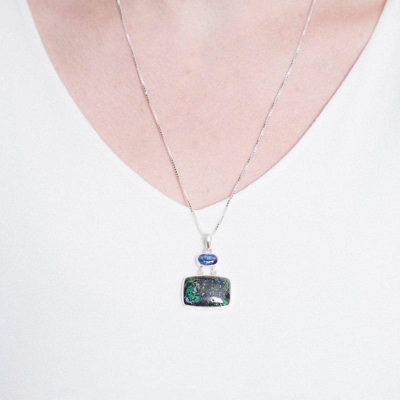 Genuine Azurite Malachite/Kyanite Pendant Necklace