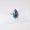 Genuine Azurite Malachite Teardrop Adjustable Ring