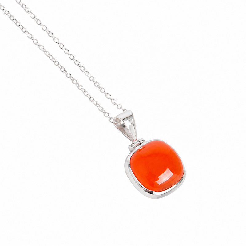 Carnelian Square Pendant Necklace - 1 of a Kind - Limited Edition