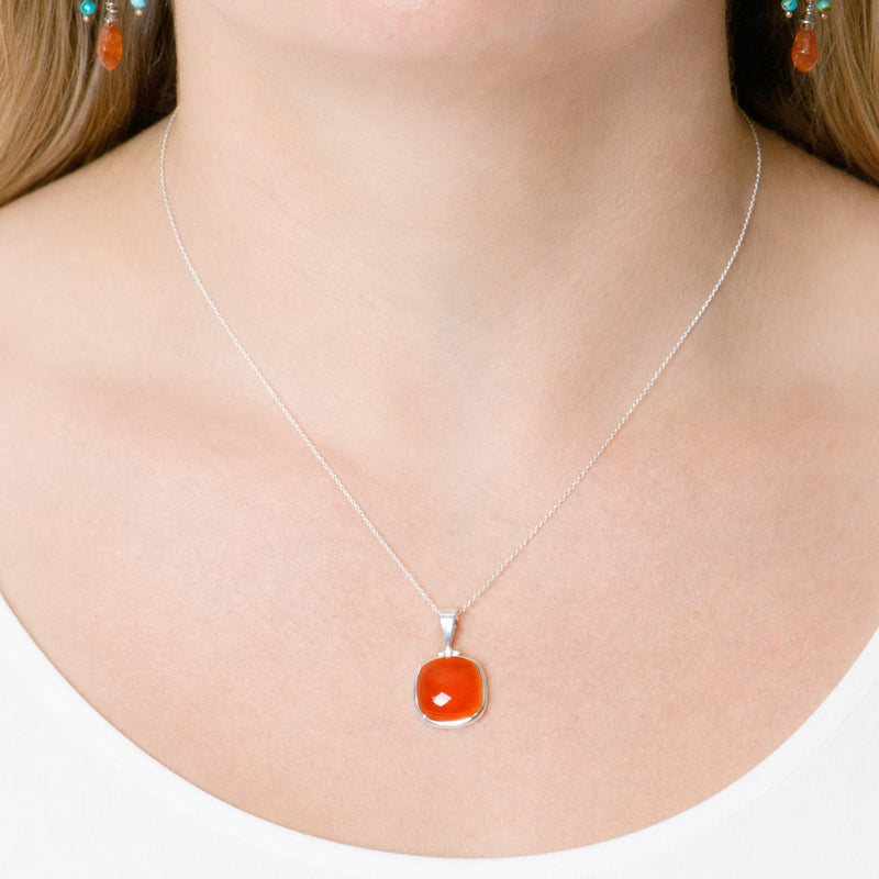 Carnelian Square Pendant Necklace - 1 of a Kind - Limited Edition