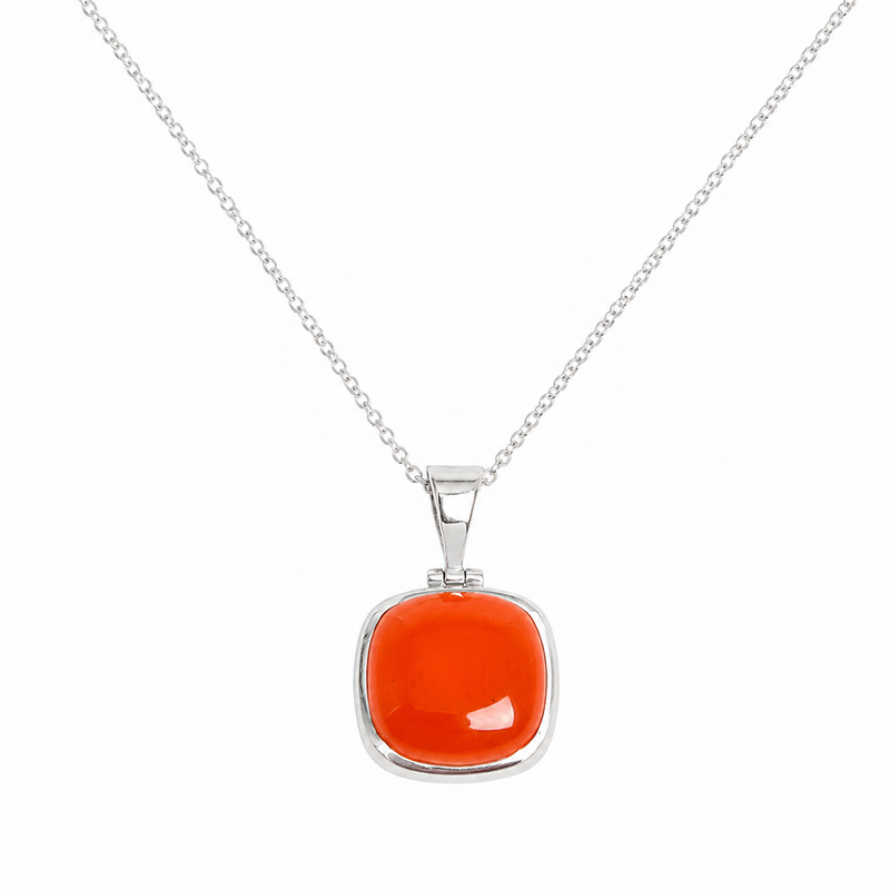 Carnelian Square Pendant Necklace - 1 of a Kind - Limited Edition