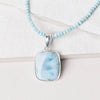 Rare Genuine Larimar Square Pendant Necklace