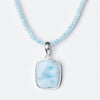 Rare Genuine Larimar Square Pendant Necklace