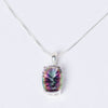 Rare Mystic Topaz Emerald Cut Pendant Necklace
