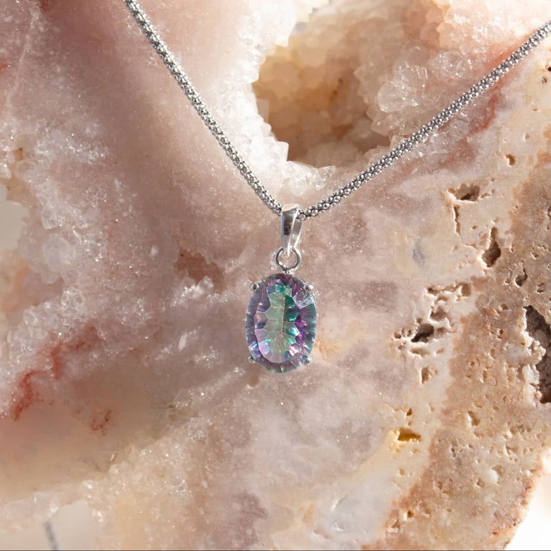 Rare Mystic Topaz Oval Pendant