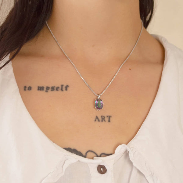 Rare Mystic Topaz Oval Pendant