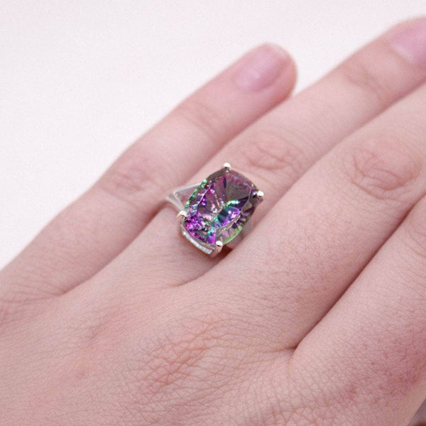 Rare Mystic Topaz Cushion Cut Ring