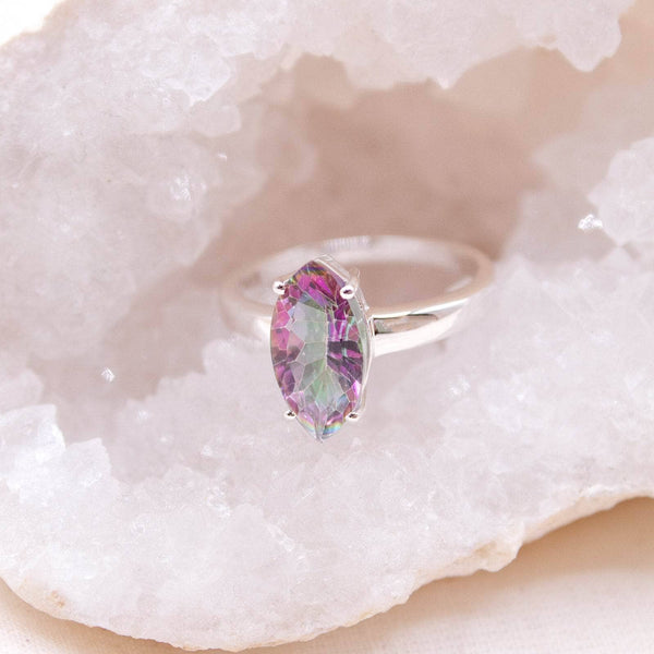 Rare Mystic Topaz Diamond Cut Ring