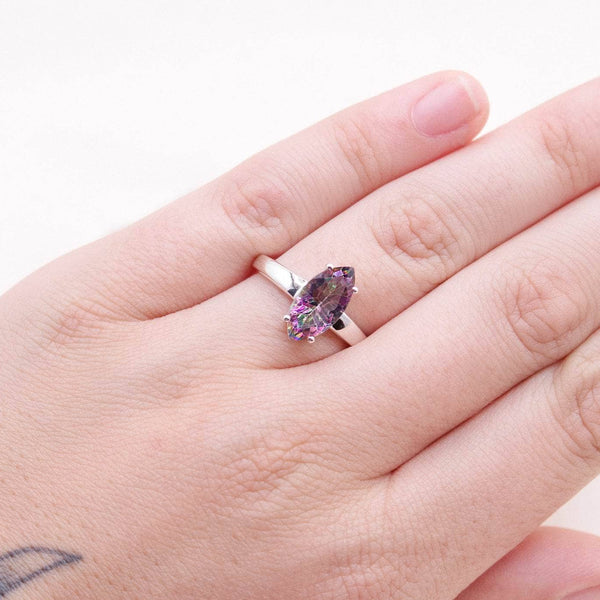 Rare Mystic Topaz Diamond Cut Ring