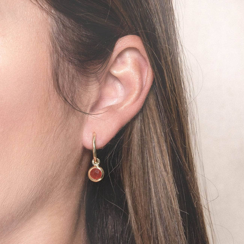 Carnelian Golden Hoop Earrings