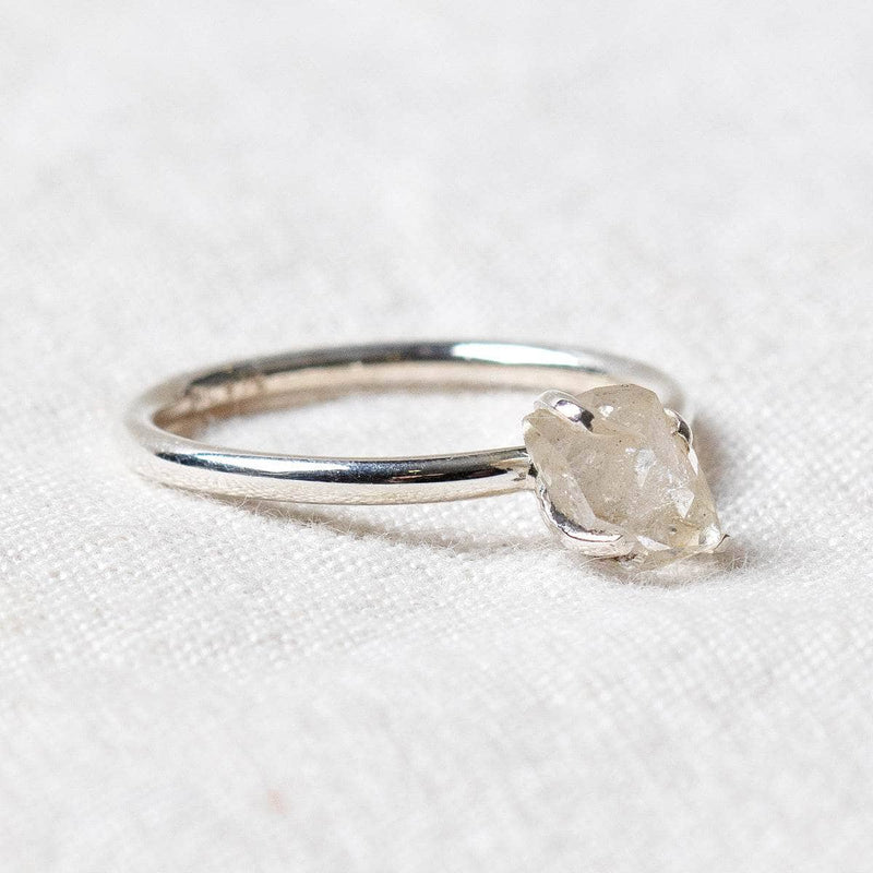 Herkimer Diamond Raw Stackable Silver Ring