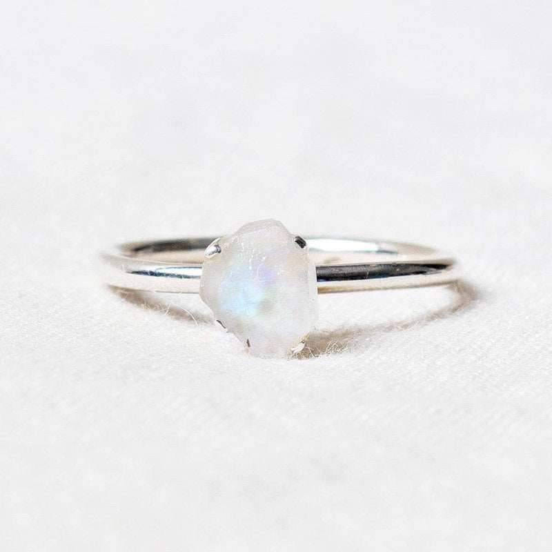 Raw Rainbow Moonstone Stackable Ring