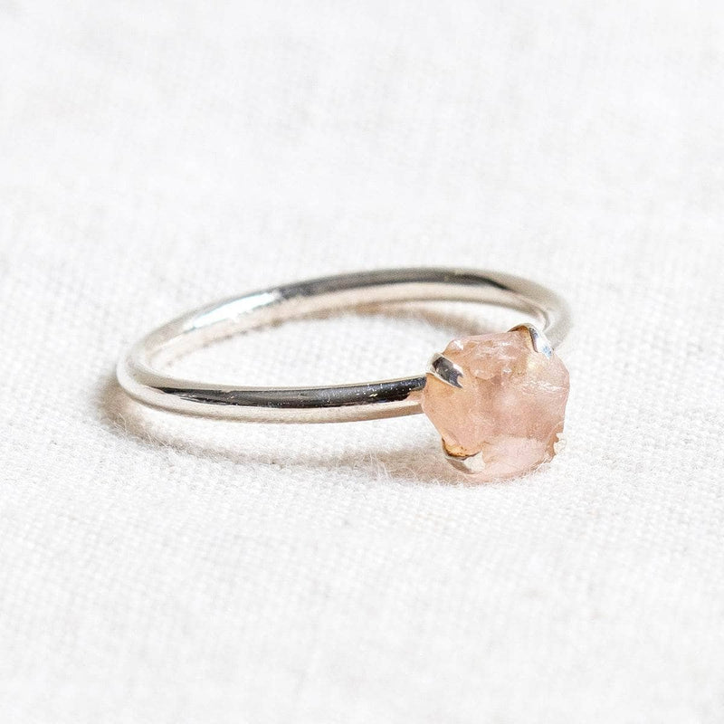 Rose Quartz Raw Stackable Silver Ring