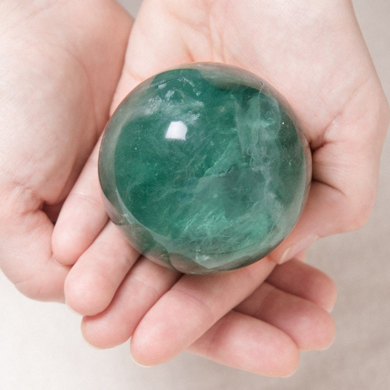 Green Rainbow Fluorite Sphere with Tripod - AAA Premium Quality