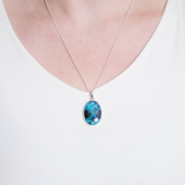 Shattuckite Oval Pendant Necklace