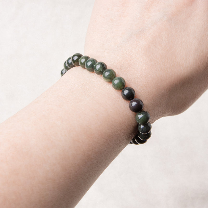 Black/Green Nephrite Jade Energy Bracelet - 6mm