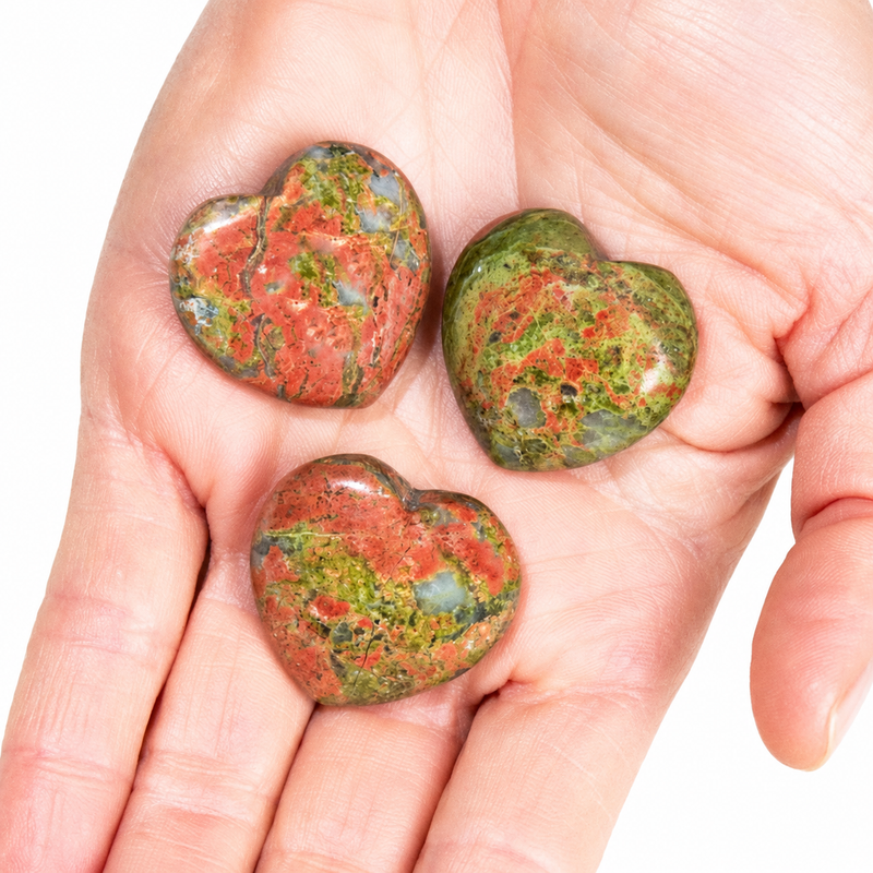 Unakite Mini Heart Set