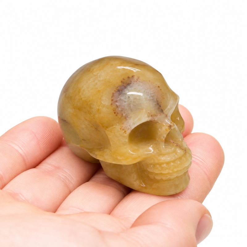 Yellow Jade Crystal Skull