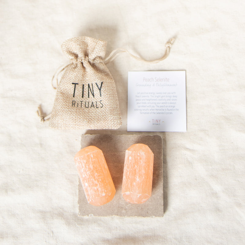 Peach Selenite Stone Gift Set