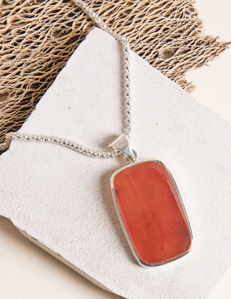 Carnelian Rectangle Gemstone Pendant - Limited Edition