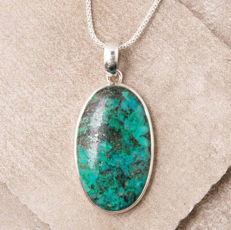 Chrysocolla Oval Pendant Necklace - 1 of a Kind