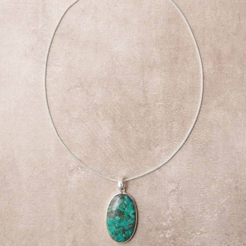 Chrysocolla Oval Pendant Necklace - 1 of a Kind