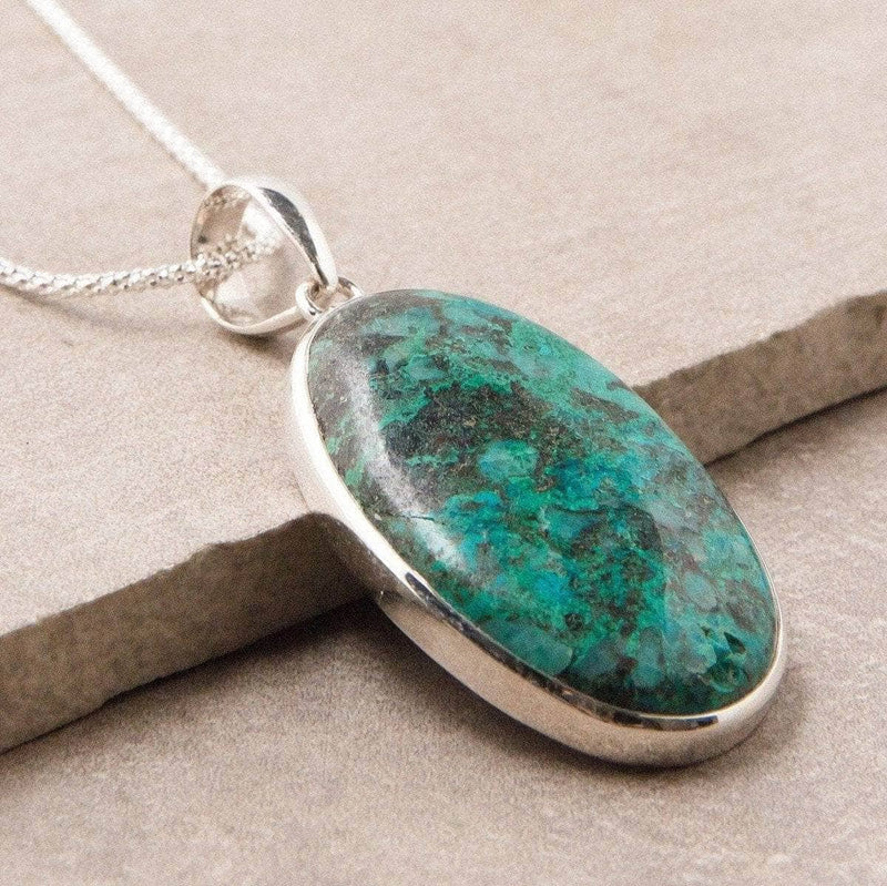 Chrysocolla Oval Pendant Necklace - 1 of a Kind