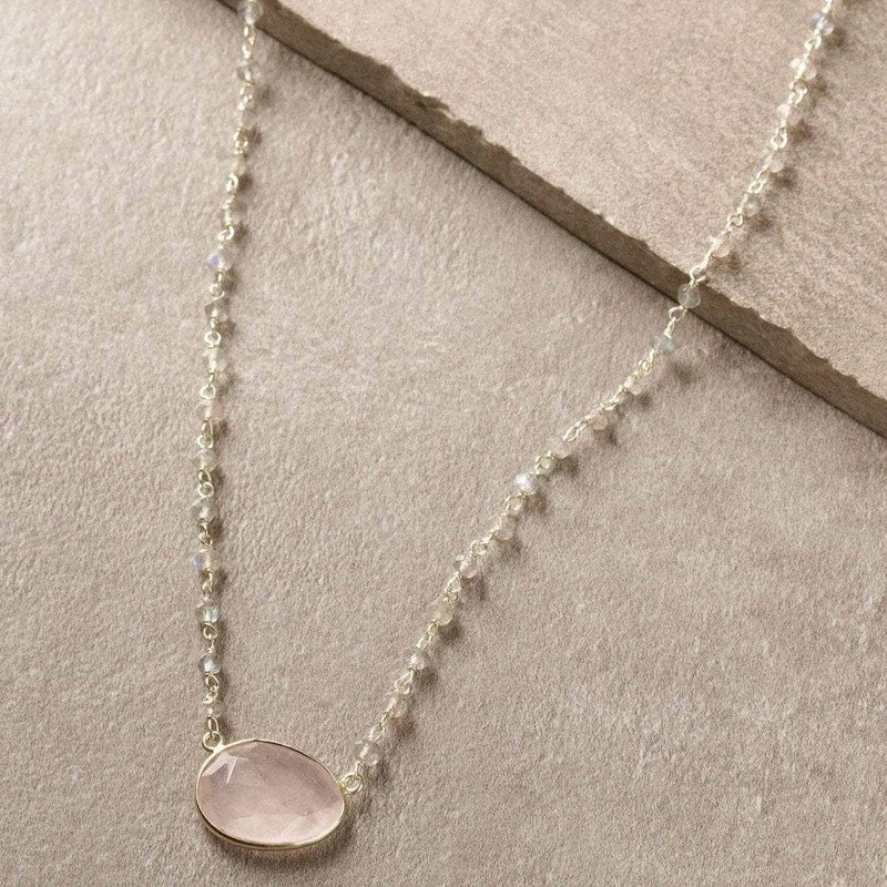 Elise Beaded Rose Quartz Necklace