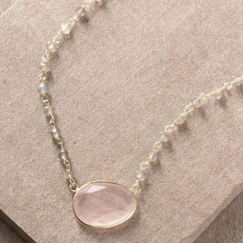 Elise Beaded Rose Quartz Necklace