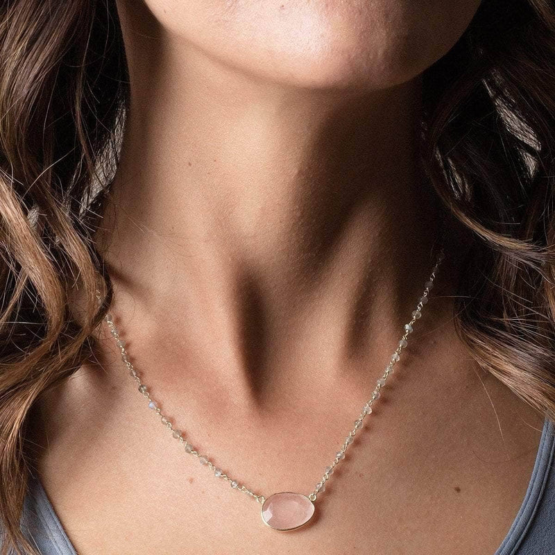 Elise Beaded Rose Quartz Necklace