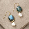 Oceanic Labradorite and Pearl Earrings