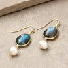 Oceanic Labradorite and Pearl Earrings