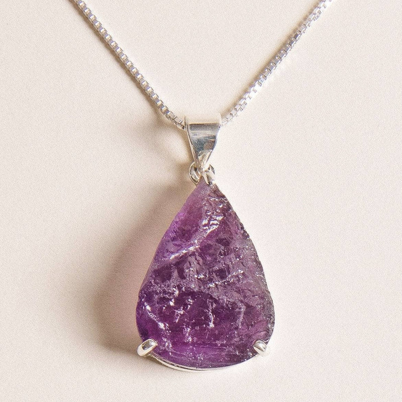 Raw Amethyst Teardrop Gemstone Necklace - Limited Edition