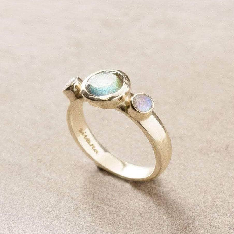 Sloane Labradorite and Moonstone Ring - Size 5