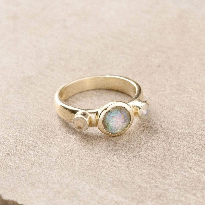 Sloane Labradorite and Moonstone Ring - Size 5