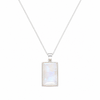 Rainbow Moonstone Square Pendant Necklace - 1 of a Kind