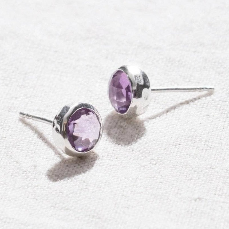 Amethyst Silver or Gold Stud Earring