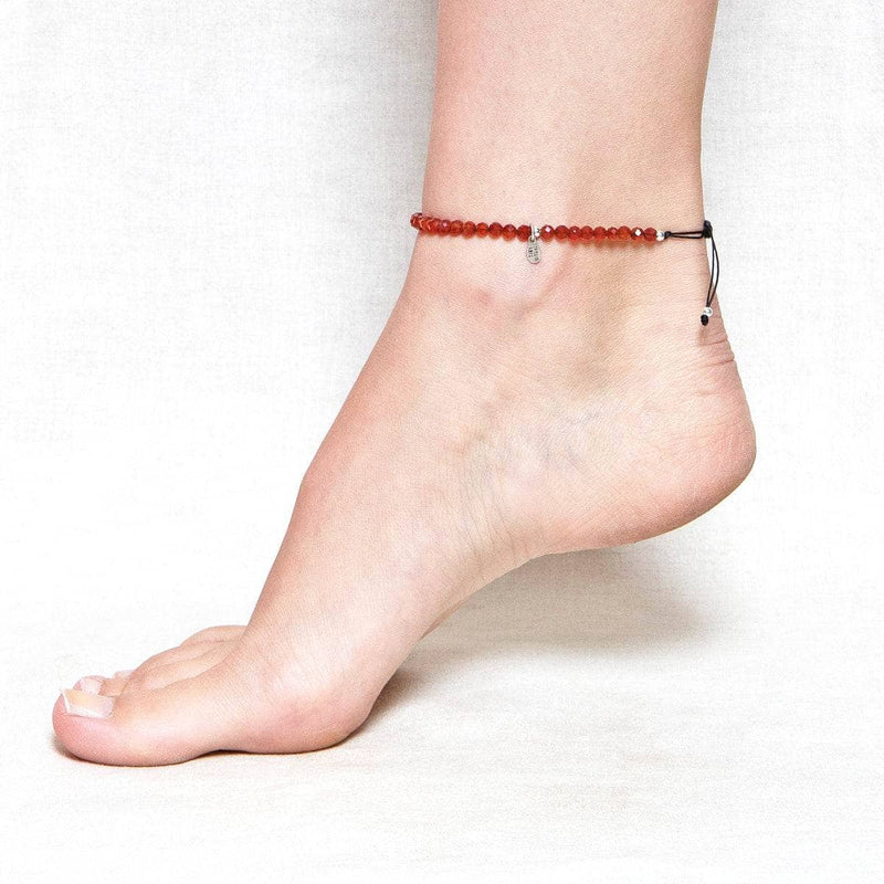 Initial Birthstone Tag Anklet in Sterling Silver - MYKA