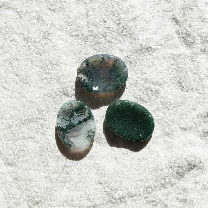 Moss Agate Worry Stone