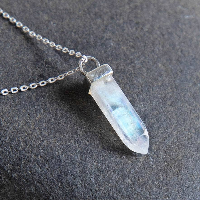 Moonstone Crystal Point Necklace