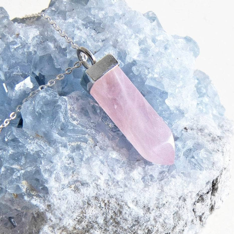 Rose Quartz Crystal Point Necklace