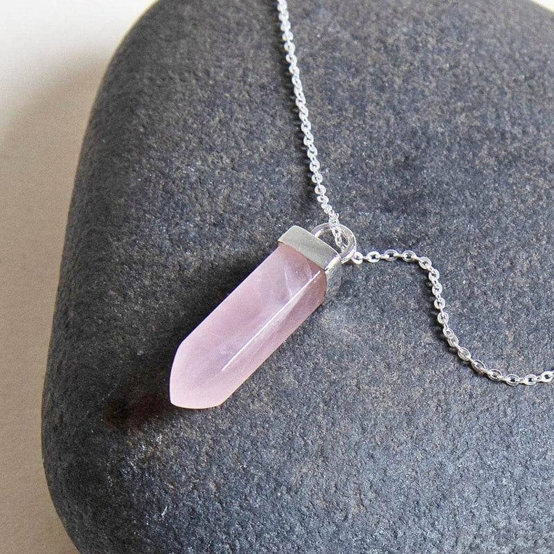 Rose Quartz Crystal Point Necklace