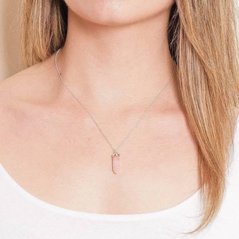 Rose Quartz Crystal Point Necklace