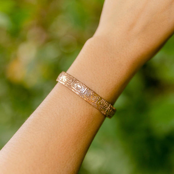 Fair Trade Astamangala Copper Healing Bangle