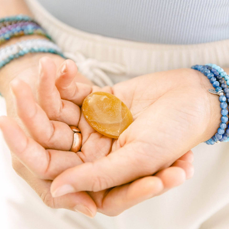 Yellow Calcite Worry Stone