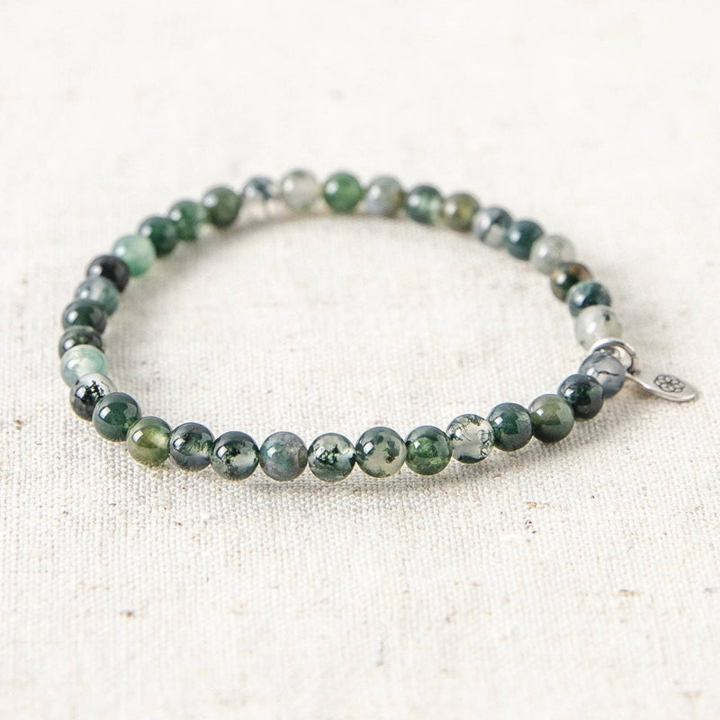 Buy Crystu Natural Moss Agate Bracelet Crystal Stone 8mm Beads Bracelet  Round Shape (Color : Green) at Amazon.in
