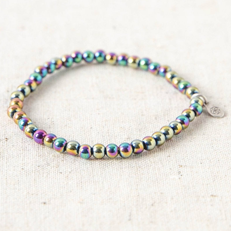 Jewelry :: Bracelets :: Beaded Bracelets :: Magnetic Rainbow Hematite  Bracelet with Silver Magnetic Hematite and Magnetic Clasp